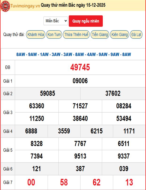 Quay Thử XSMB 15/12/2025 SXMB KQ XSMB Thứ 2 dự đoán xsmb ngày 15 tháng 12 năm 2025 tối nay Quay Thử XSMB 15/12/2025 SXMB KQ XSMB Thứ 2 dự đoán xsmb ngày 15 tháng 12 năm 2025 tối nay