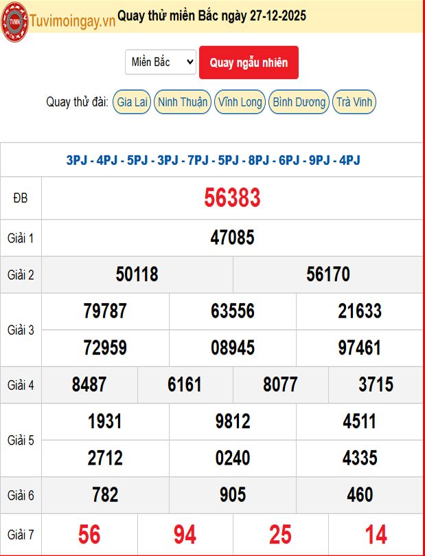 Quay Thử XSMB 27/12/2025 SXMB KQ XSMB Thứ 7 dự đoán xsmb ngày 27 tháng 12 năm 2025 tối nay Quay Thử XSMB 27/12/2025 SXMB KQ XSMB Thứ 7 dự đoán xsmb ngày 27 tháng 12 năm 2025 tối nay